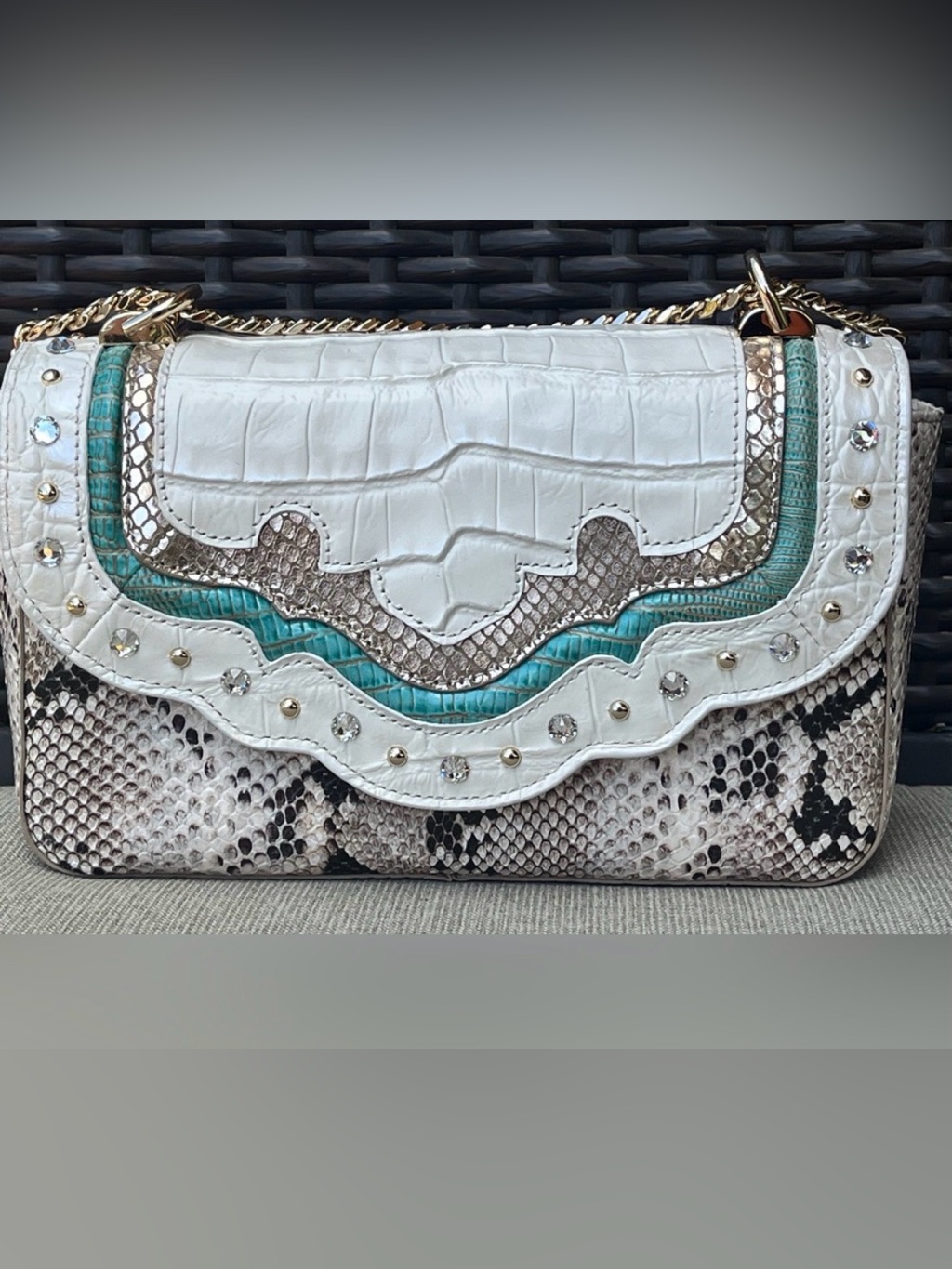 Nwt Brahmin Rosa In Cloud Dancer Dubois Convertible Chain & Leather Strap Bag